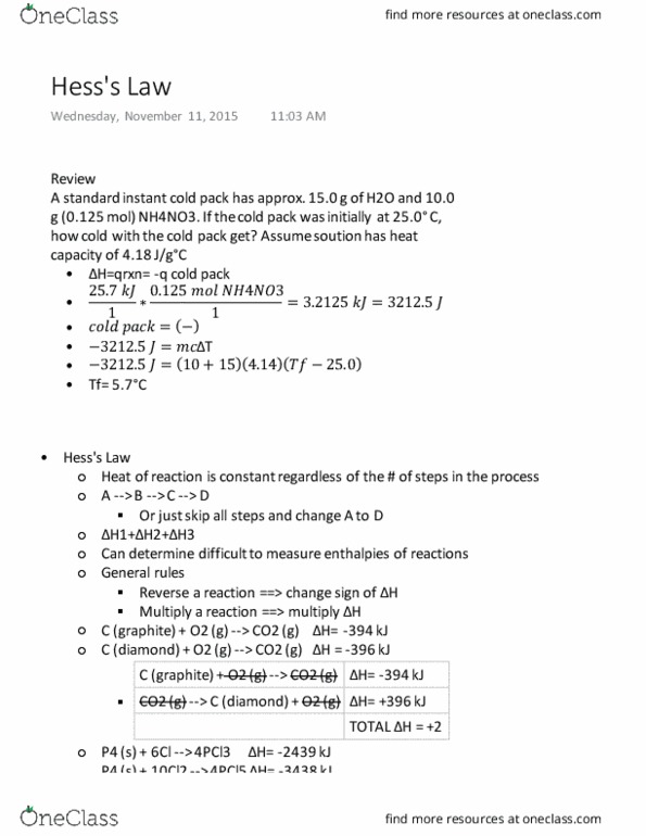 CHEM 102 Lecture Notes - Lecture 20: Phosphorus Trichloride, Dihydrogen Cation, Joule thumbnail