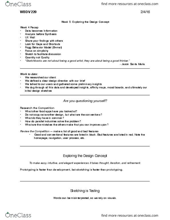 WBDV 220 Lecture Notes - Lecture 5: Bill Buxton, Mental Model, Peanut Butter thumbnail