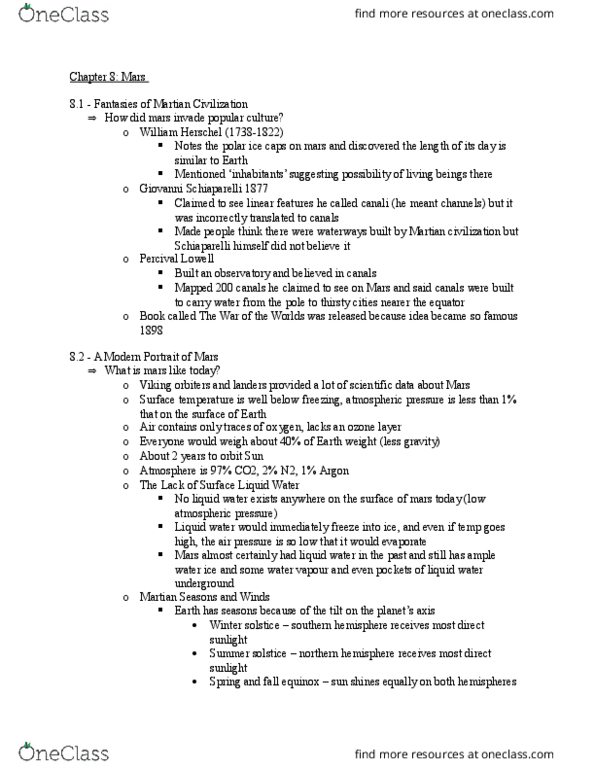 Astronomy 2021A/B Lecture Notes - Lecture 8: Tharsis, Clay Minerals, Percival Lowell thumbnail