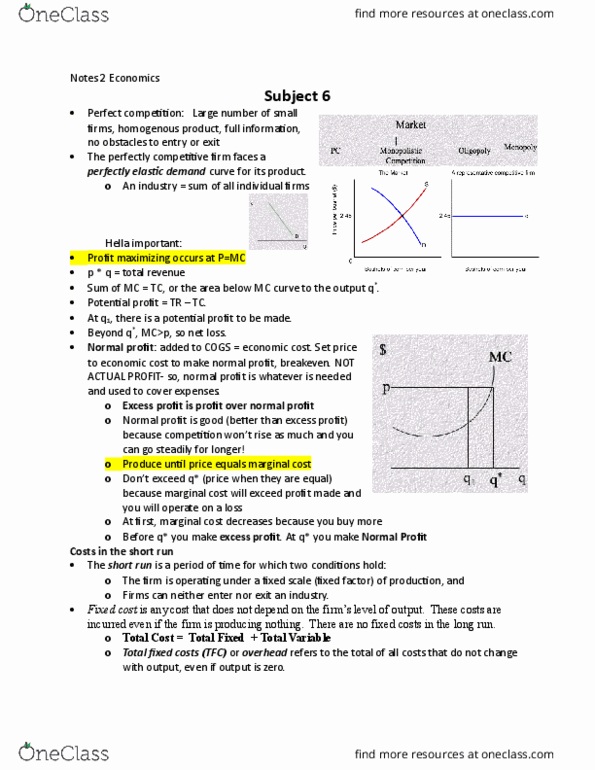 ECON 1116 Lecture Notes - Lecture 2: Variable Cost, Longrun, Fixed Cost thumbnail