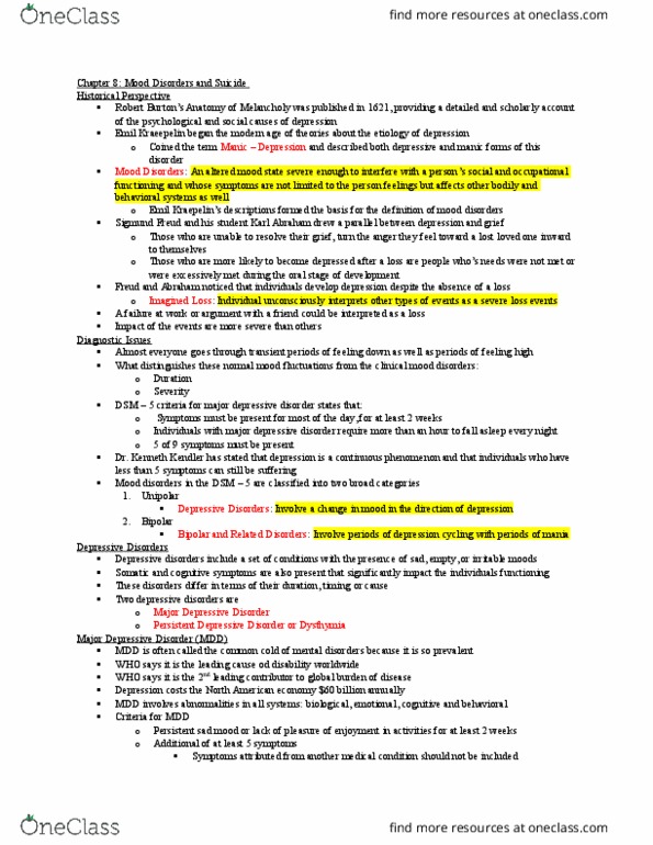 PSYC 241 Lecture Notes - Lecture 5: Comorbidity, Neuroimaging, Postpartum Depression thumbnail