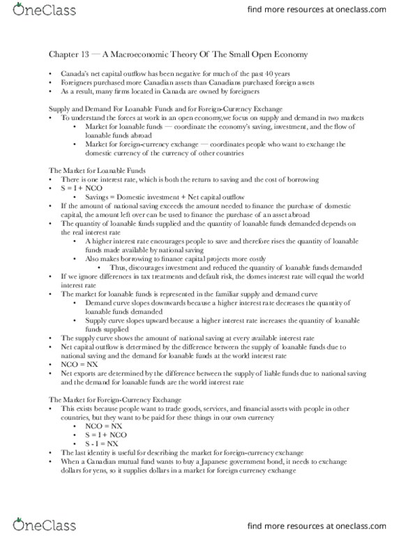 ECON 1BB3 Chapter Notes - Chapter 13: Root Mean Square, Import Quota, Loanable Funds thumbnail