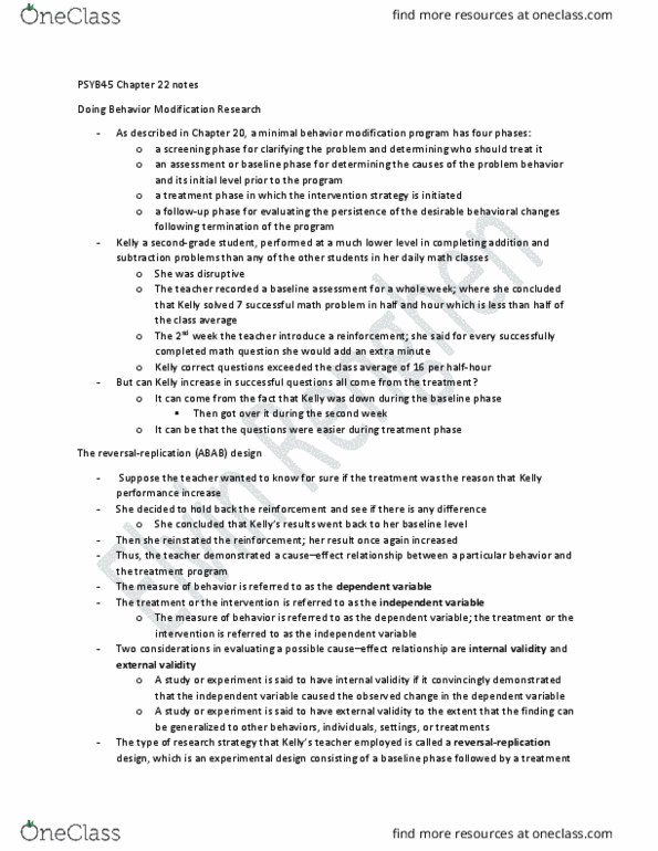 PSYB45H3 Chapter Notes - Chapter 22: Token Economy, Internal Validity, Developmental Disability thumbnail