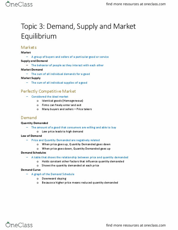 ECON 1B03 Lecture Notes - Lecture 3: Takers, Demand Curve, Economic Equilibrium thumbnail