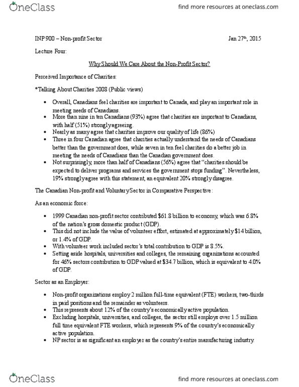 INT 900 Lecture Notes - Lecture 4: Full-Time Equivalent, Voluntary Sector thumbnail