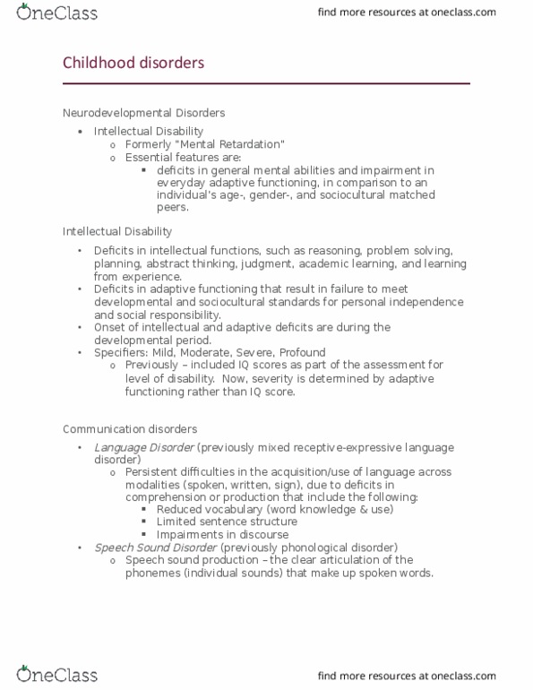 PSYC 3604 Lecture Notes - Lecture 7: Autism Spectrum, Dopamine Receptor D4, Dyslexia thumbnail