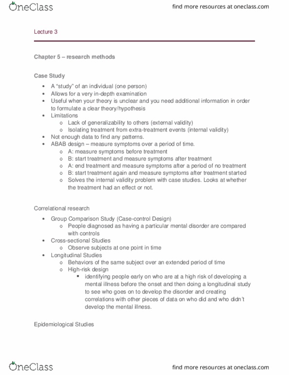 PSYC 3604 Lecture Notes - Lecture 8: Psychophysiology, Structured Interview, Longitudinal Study thumbnail