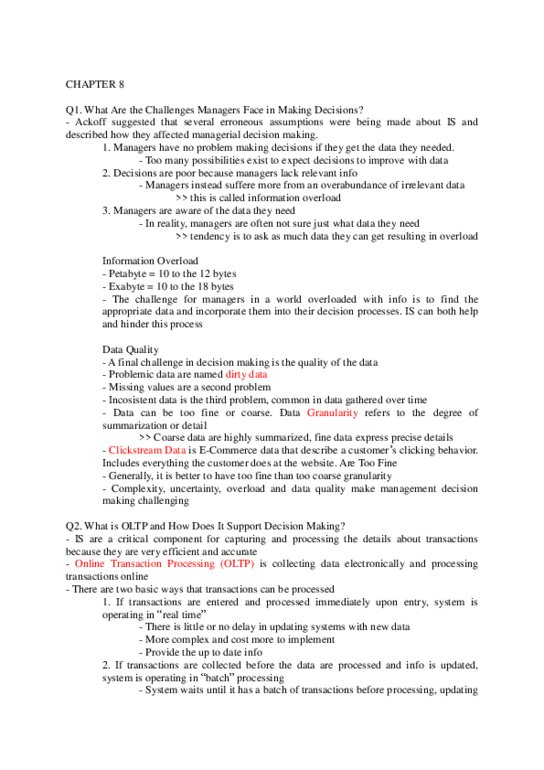 Computer Science 1032A/B Chapter Notes - Chapter 8: Olap Cube, Online Transaction Processing, Online Analytical Processing thumbnail