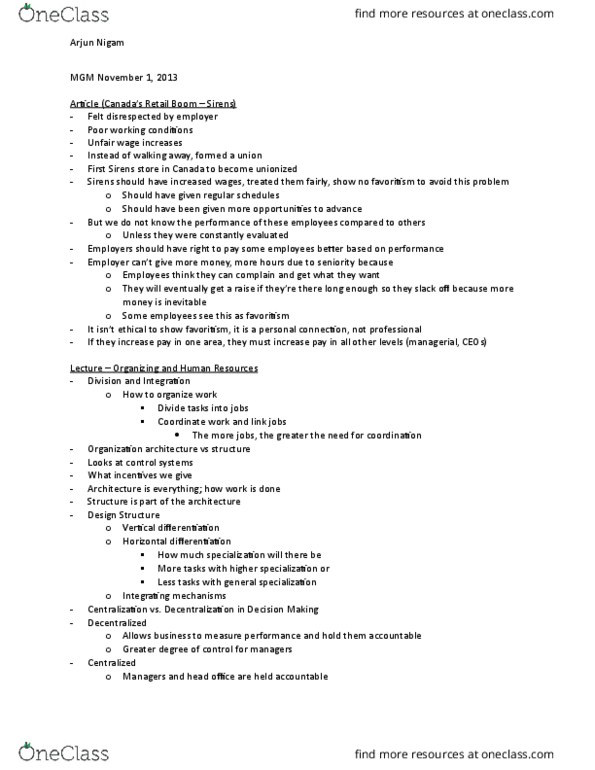 MGM101H5 Lecture Notes - Lecture 5: Performance Management, Job Analysis, Flextime thumbnail