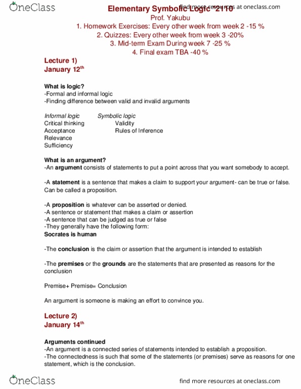 PHIL 2110 Lecture Notes - Lecture 9: Gottfried Wilhelm Leibniz, Logical Form, First-Order Logic thumbnail
