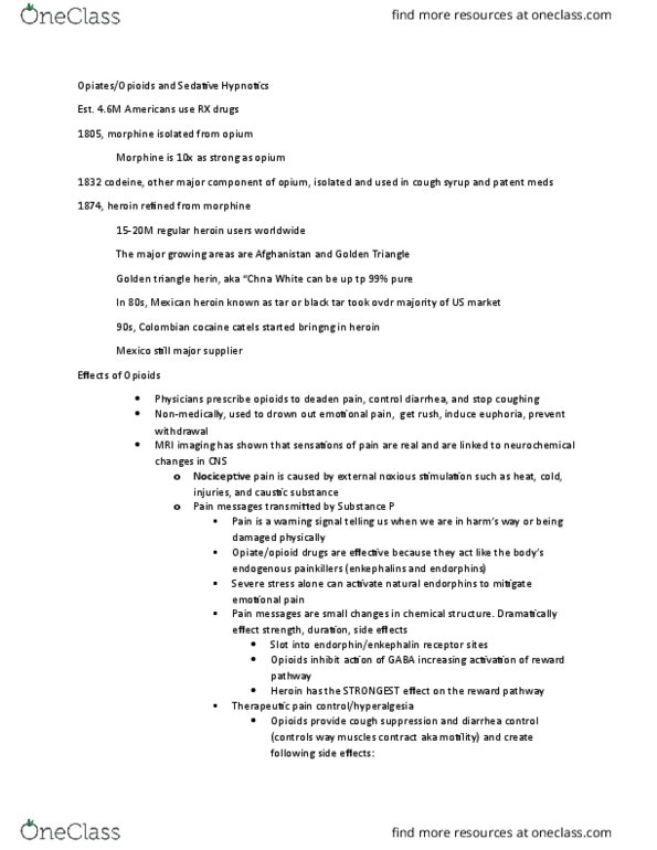 ESS 3 Lecture Notes - Lecture 8: Naloxone, Mesolimbic Pathway, Substance P thumbnail