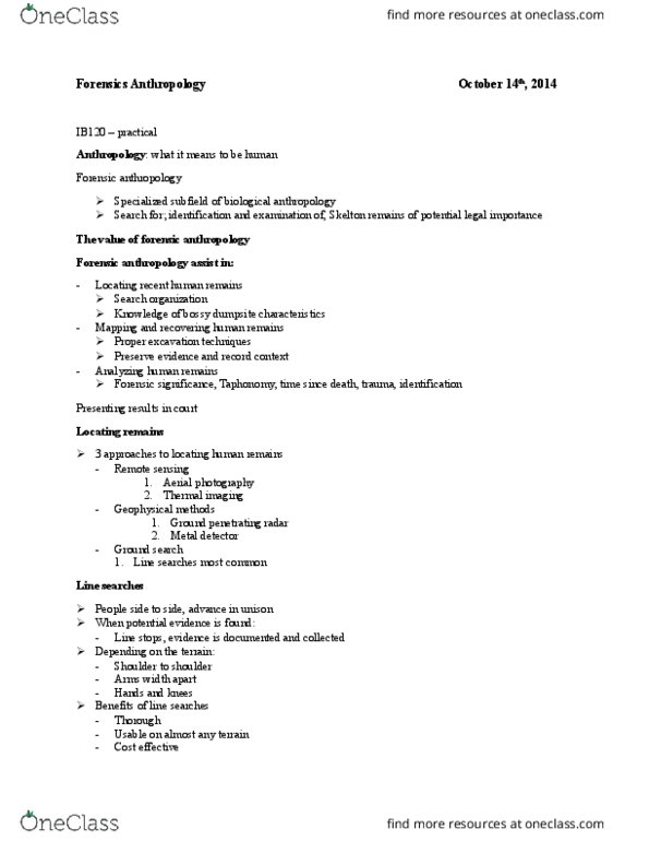 FSC239Y5 Lecture Notes - Lecture 2: Metal Detector, Thermography, Taphonomy thumbnail