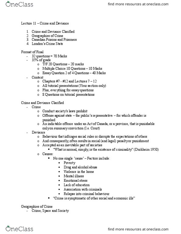 Geography 2410A/B Lecture Notes - Lecture 11: Summary Offence, Department Of Justice And Correctional Services, Toronto Star thumbnail