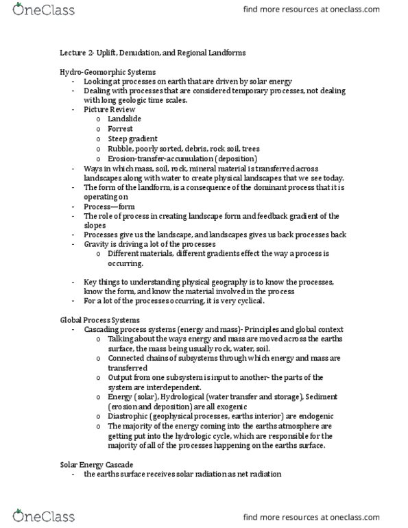 Geography 2330A/B Lecture Notes - Lecture 2: Outgoing Longwave Radiation, Water Cycle, Energy Cascade thumbnail