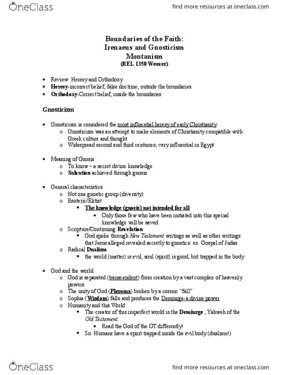 REL 1350 Lecture Notes - Lecture 8: Ant-Zen, Pleroma, Polycarp thumbnail