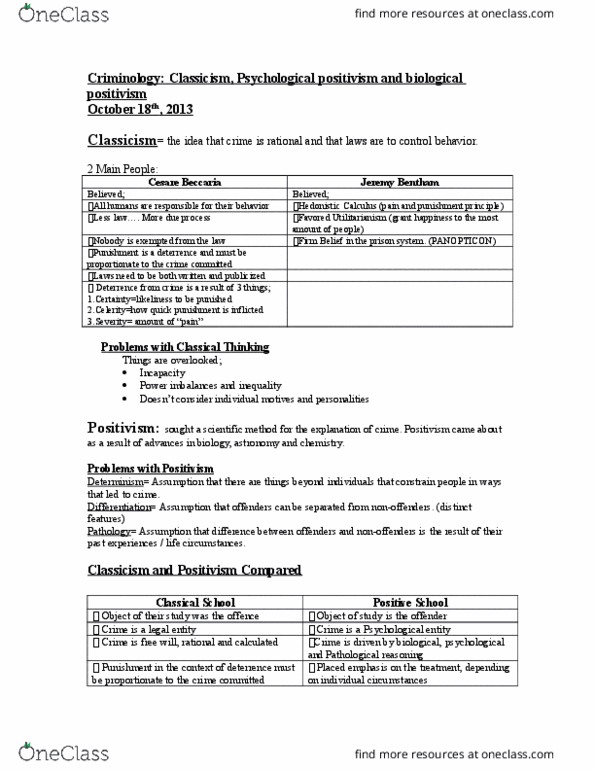 CRCJ 1000 Lecture Notes - Lecture 2: Neuroticism, Jeremy Bentham, Scientific Method thumbnail