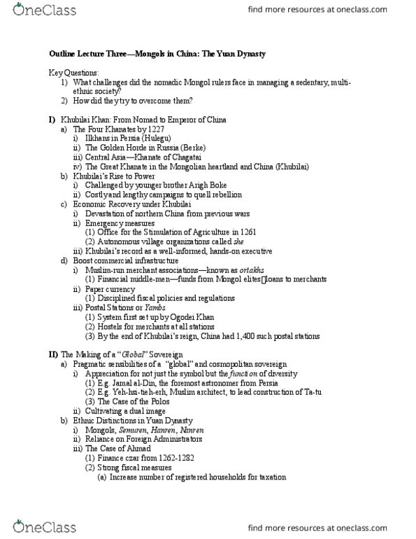 MMW 12 Lecture Notes - Lecture 3: Semu, Hulagu Khan, Berke thumbnail
