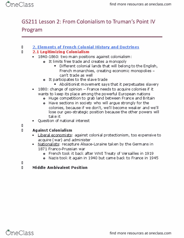 GS211 Lecture Notes - Lecture 2: New Idea, Economic Liberalism, Marshall Plan thumbnail