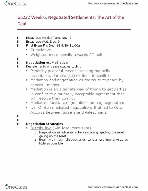 GS232 Lecture Notes - Lecture 6: Peace And Conflict Studies, Middle Power, Negotiation thumbnail