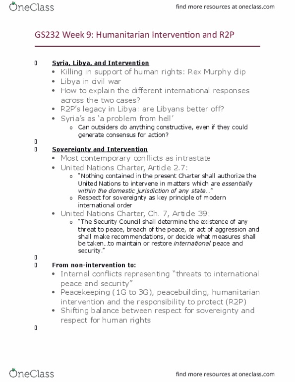 GS232 Lecture Notes - Lecture 9: United Nations Charter, Pottery Barn, Humanitarian Intervention thumbnail