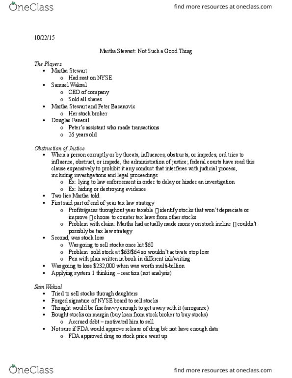 SMG SM 131 Lecture Notes - Lecture 7: Samuel D. Waksal, Imclone Stock Trading Case, Fiduciary thumbnail
