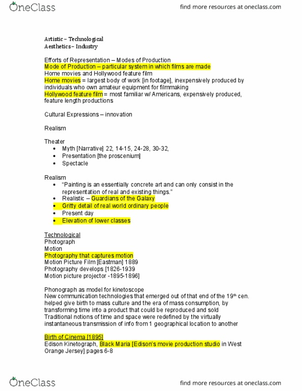 COM-260 Lecture Notes - Lecture 1: Peep Show, Tracking Shot, Kinetoscope thumbnail