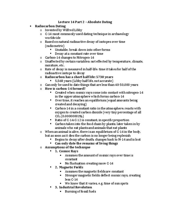 Anthropology 2229F/G Lecture Notes - Lecture 14: Carbon-12, E.G. Time thumbnail