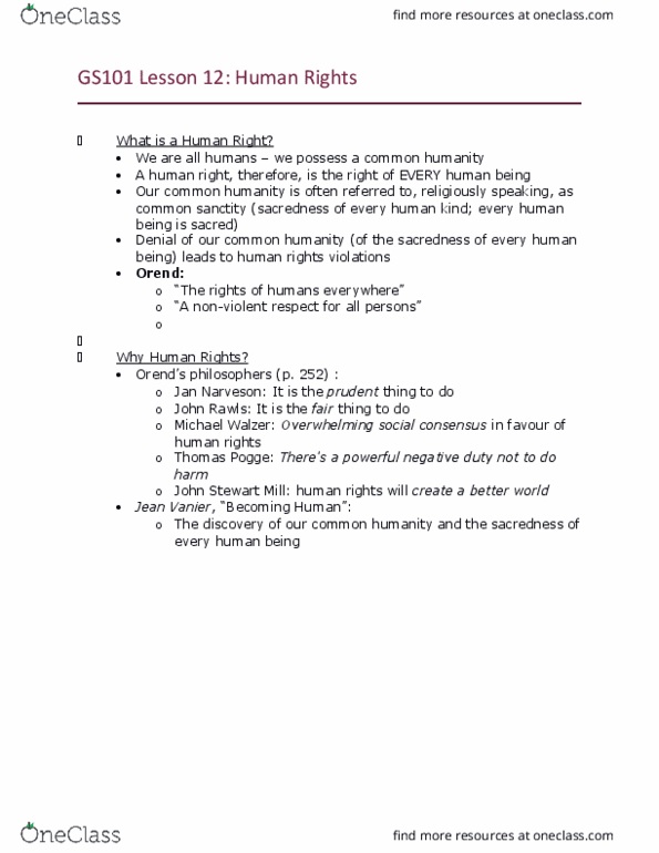 GS101 Lecture Notes - Lecture 12: Raif Badawi, A Human Right, John Stuart Mill thumbnail