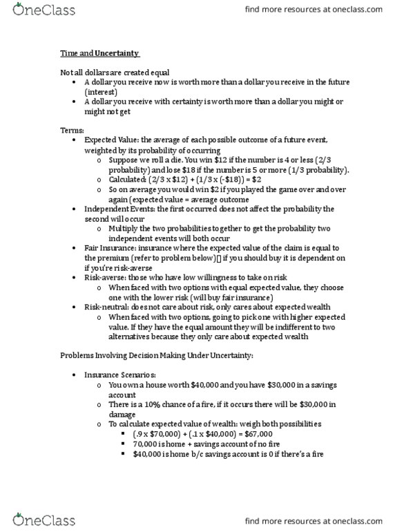 ECON 200 Lecture Notes - Lecture 11: Savings Account thumbnail