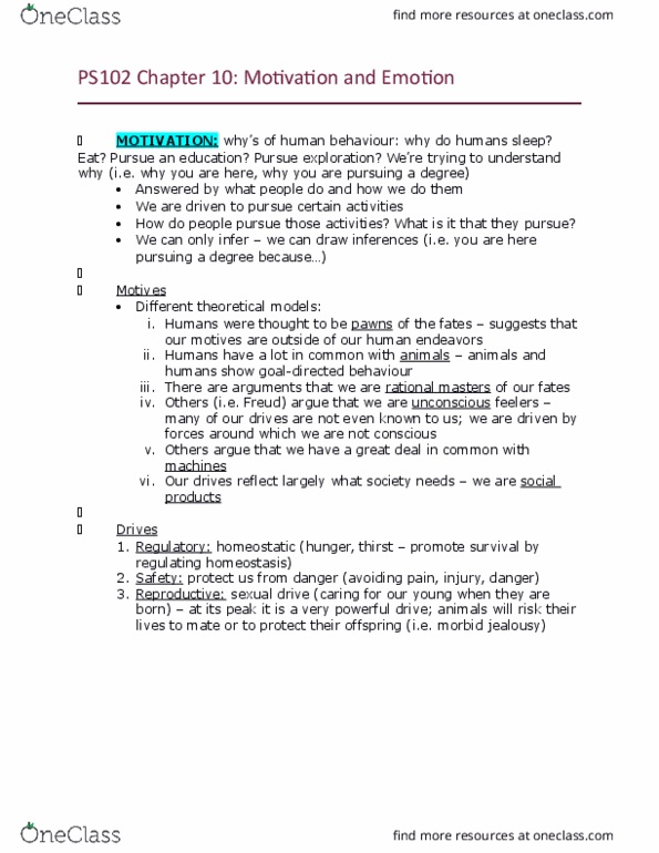 PS102 Lecture Notes - Lecture 10: Signal 2, Psychosexual Development, Threshold Of Pain thumbnail