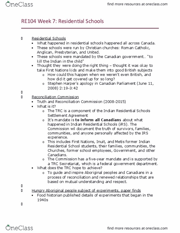 RE104 Lecture Notes - Lecture 7: Canadian Human Rights Commission, Idle No More, Paternalism thumbnail