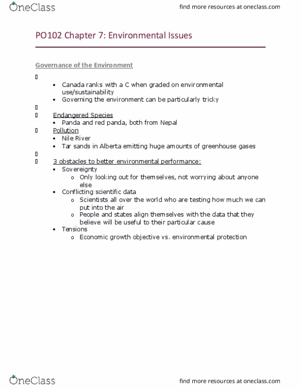 PO102 Lecture Notes - Lecture 7: Global Commons, Nationstates, Genetically Modified Organism thumbnail