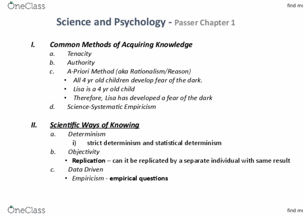 PSYC 201W Lecture Notes - Lecture 1: Falsifiability, Determinism, Empiricism thumbnail