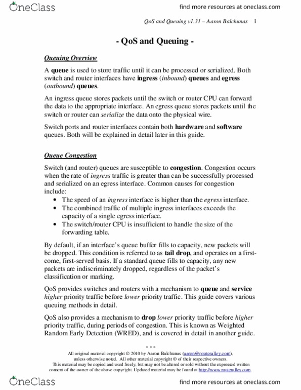 ECE495 Chapter Notes - Chapter 4: Priority Queue, Fair Queuing, Cisco Catalyst thumbnail