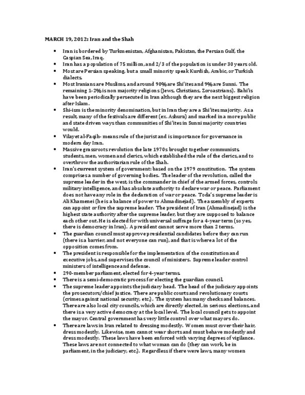 ISLA 210 Lecture Notes - Municipalities Of Spain, Ali Khamenei, Guardian Council thumbnail
