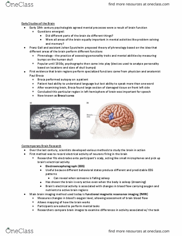 PSYCH 101 Chapter Notes - Chapter 2.2: Functional Magnetic Resonance Imaging, Transcranial Magnetic Stimulation, Paul Broca thumbnail