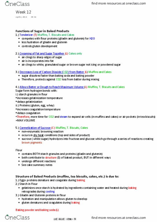 HTM 2700 Lecture Notes - Lecture 37: Baking Powder, Starch Gelatinization, Powdered Sugar thumbnail