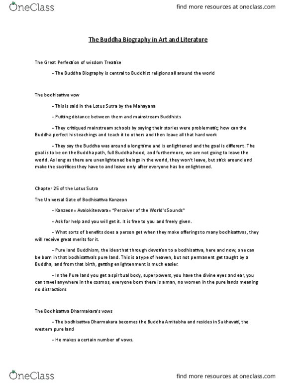 RELIGST 1J03 Lecture Notes - Lecture 12: Lotus Sutra, Bodhisattva Vow, Guanyin thumbnail