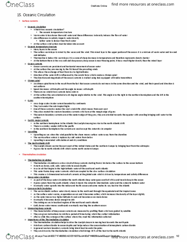 ENVIRSC 1A03 Lecture Notes - Lecture 15: Upwelling thumbnail