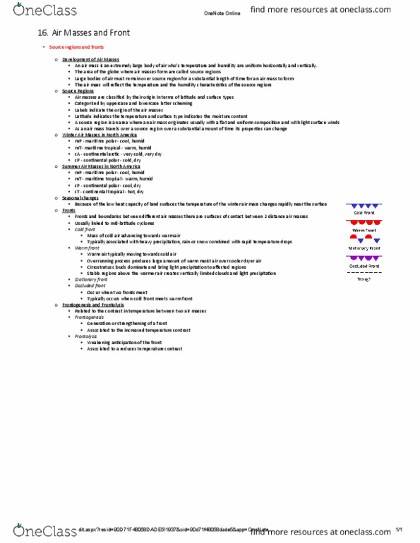 ENVIRSC 1A03 Lecture Notes - Lecture 16: Frontogenesis thumbnail