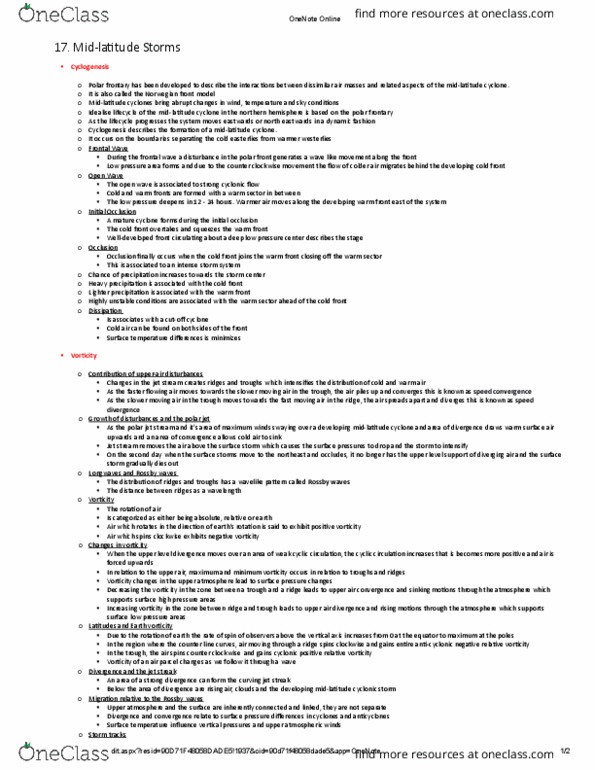 ENVIRSC 1A03 Lecture Notes - Lecture 17: Cyclogenesis thumbnail