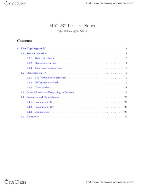 MAT237Y1 Lecture Notes - Lecture 1: Set-Builder Notation, Surjective Function, New Zealand thumbnail