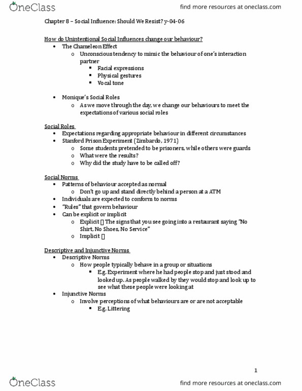 Psychology 2800 Lecture Notes - Lecture 8: Stanford Prison Experiment, Solomon Asch, Ingroups And Outgroups thumbnail