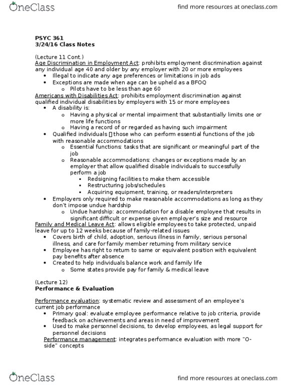 PSYC 361 Lecture Notes - Lecture 12: Performance Appraisal, Performance Management, Job Performance thumbnail