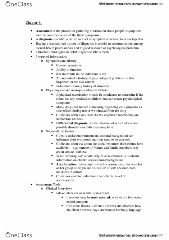 PSY240H5 Chapter Notes - Chapter 4: Intellectual Disability, Acculturation thumbnail