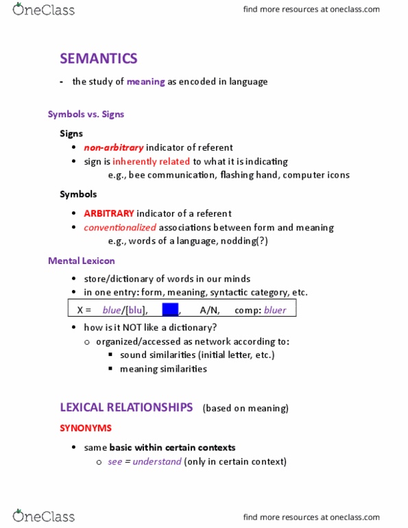 LING-101 Lecture Notes - Lecture 7: Jim Prentice, Polysemy, Syntactic Category thumbnail