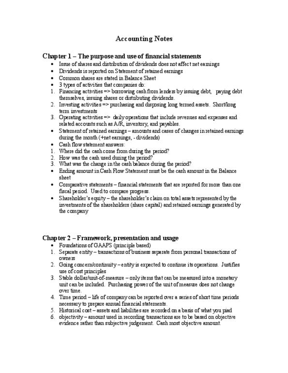 ECO100Y5 Lecture Notes - Cash Flow Statement, Retained Earnings, Revenue Recognition thumbnail