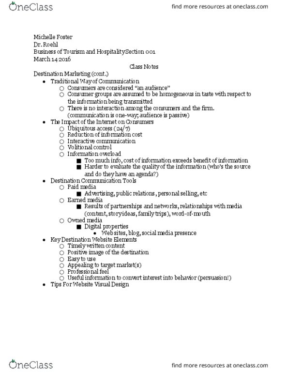 STHM 1311 Lecture Notes - Lecture 1: Earned Media, Information Overload, Critical Role thumbnail