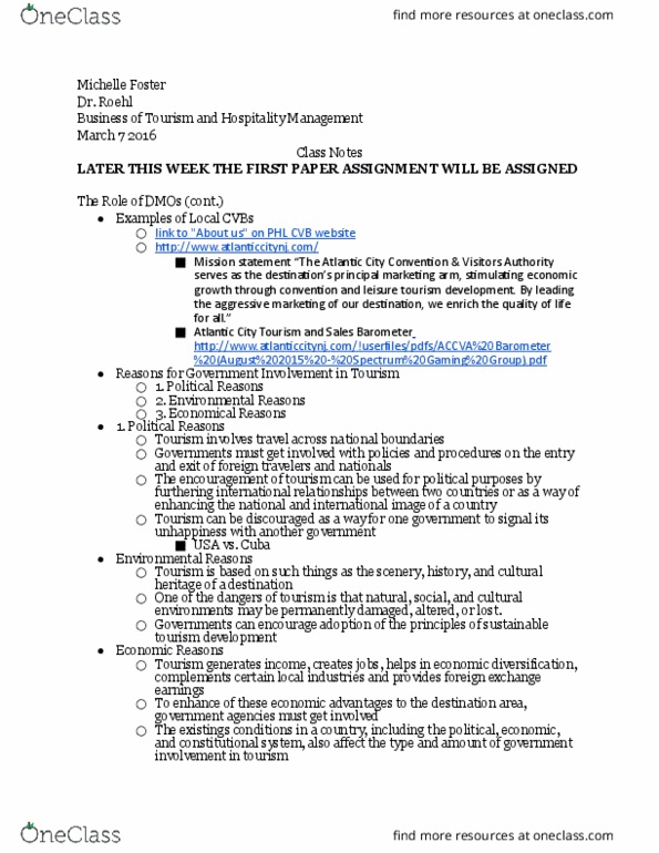 STHM 1311 Lecture Notes - Lecture 1: Sustainable Tourism, Composite Video, Airline Deregulation Act thumbnail