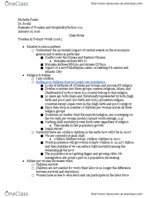 STHM 1311 Lecture 1: Class Notes January 25 2016 thumbnail